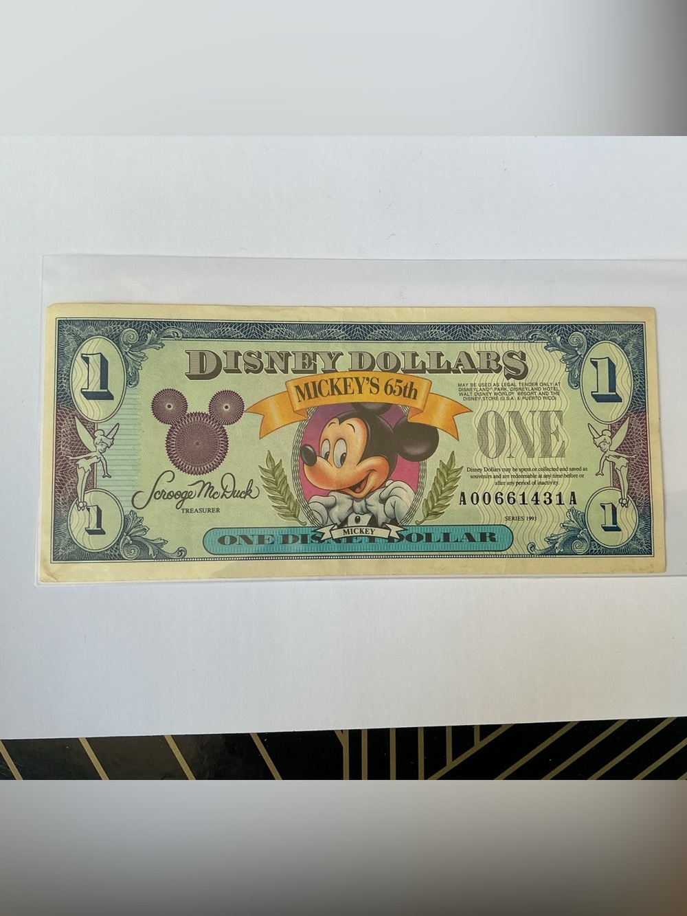 Disney Dollars Value $1 Mickey’s 65th Anniversary